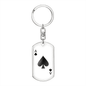 Ace of Spades Gambler Solid Keychain Stainless Steel or 18k Gold Dog Tag Keyring-Express Your Love Gifts