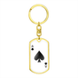 Ace of Spades Gambler Solid Keychain Stainless Steel or 18k Gold Dog Tag Keyring-Express Your Love Gifts