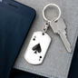 Ace of Spades Gambler Solid Keychain Stainless Steel or 18k Gold Dog Tag Keyring-Express Your Love Gifts