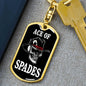 Ace Of Spades Skull Keychain Dog Tag Stainless Steel or 18k Gold-Express Your Love Gifts