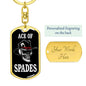 Ace Of Spades Skull Keychain Dog Tag Stainless Steel or 18k Gold-Express Your Love Gifts