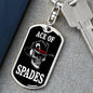 Ace Of Spades Skull Keychain Dog Tag Stainless Steel or 18k Gold-Express Your Love Gifts