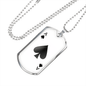 Ace of Spades White Gambler Necklace Stainless Steel or 18k Gold Dog Tag 24" Chain-Express Your Love Gifts