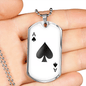Ace of Spades White Gambler Necklace Stainless Steel or 18k Gold Dog Tag 24" Chain-Express Your Love Gifts