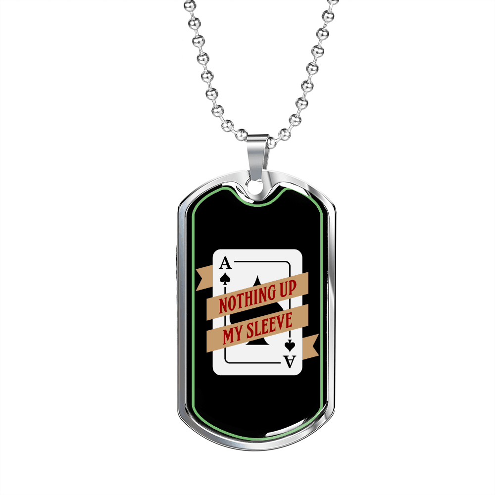 Ace Up My Sleeve Gambler Necklace Stainless Steel or 18k Gold Dog Tag-Express Your Love Gifts