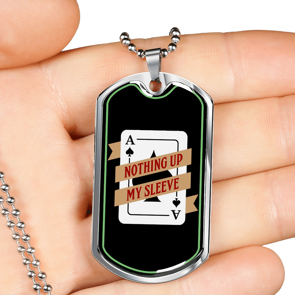 Ace Up My Sleeve Gambler Necklace Stainless Steel or 18k Gold Dog Tag-Express Your Love Gifts