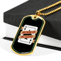 Ace Up My Sleeve Gambler Necklace Stainless Steel or 18k Gold Dog Tag-Express Your Love Gifts