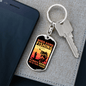 Action Figure Fishing Keychain Stainless Steel or 18k Gold Dog Tag Keyring-Express Your Love Gifts