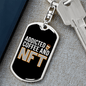 Addicted Coffee and NFT Crypto Keychain Stainless Steel or 18k Gold Dog Tag Keyring-Express Your Love Gifts