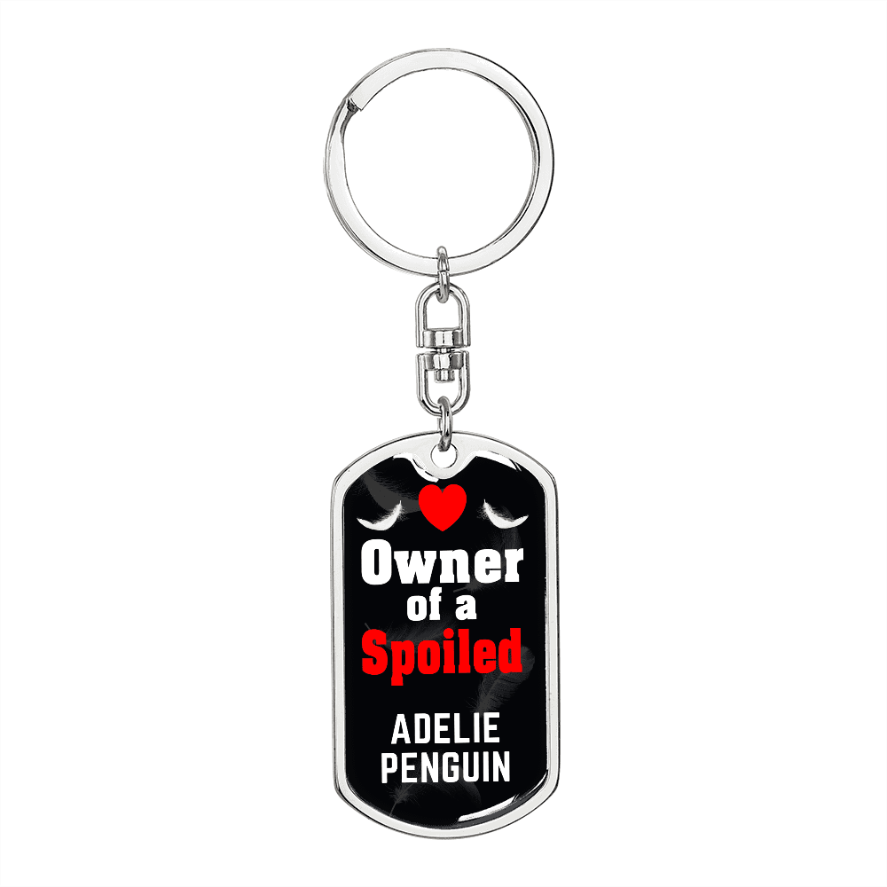 Adelie Penguin Bird Keychain Stainless Steel or 18k Gold Dog Tag Keyring-Express Your Love Gifts