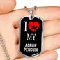 Adelie Penguin Necklace Stainless Steel or 18k Gold Dog Tag 24" Chain-Express Your Love Gifts