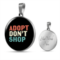 Adopt Don't Shop Cat Circle Necklace Stainless Steel or 18k Gold 18-22"-Express Your Love Gifts