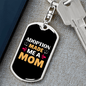 Adoption Made Me Mom Keychain Stainless Steel or 18k Gold Dog Tag Keyring-Express Your Love Gifts