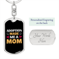 Adoption Made Me Mom Keychain Stainless Steel or 18k Gold Dog Tag Keyring-Express Your Love Gifts