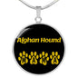 Afghan Hound Mama Circle Necklace Stainless Steel or 18k Gold 18-22" Dog Owner Lover-Express Your Love Gifts