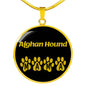 Afghan Hound Mama Circle Necklace Stainless Steel or 18k Gold 18-22" Dog Owner Lover-Express Your Love Gifts