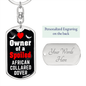 African CollAred Dover Bird Keychain Stainless Steel or 18k Gold Dog Tag Keyring-Express Your Love Gifts