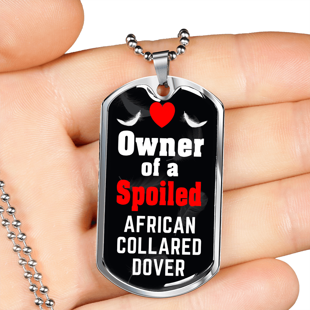African Collared Dover Bird Necklace Stainless Steel or 18k Gold Dog Tag 24" Chain-Express Your Love Gifts