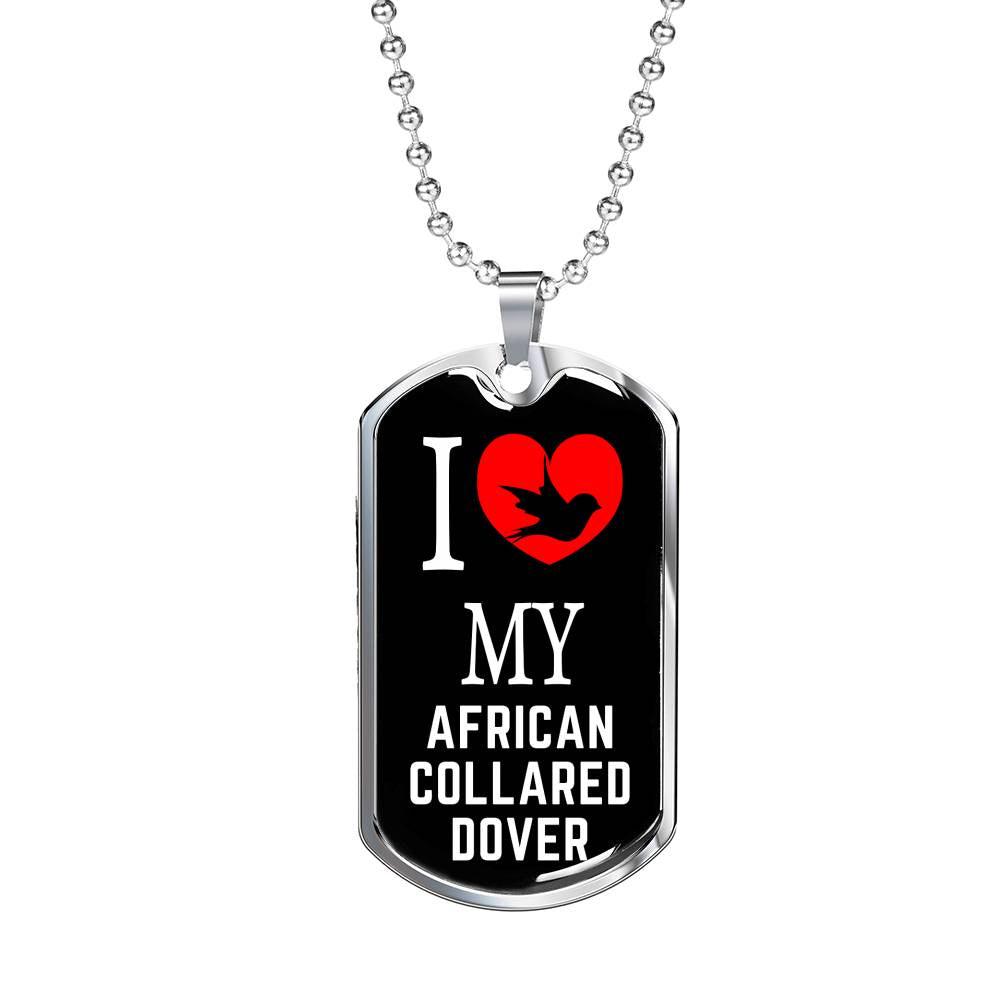 African Collared Dover Necklace Stainless Steel or 18k Gold Dog Tag 24" Chain-Express Your Love Gifts