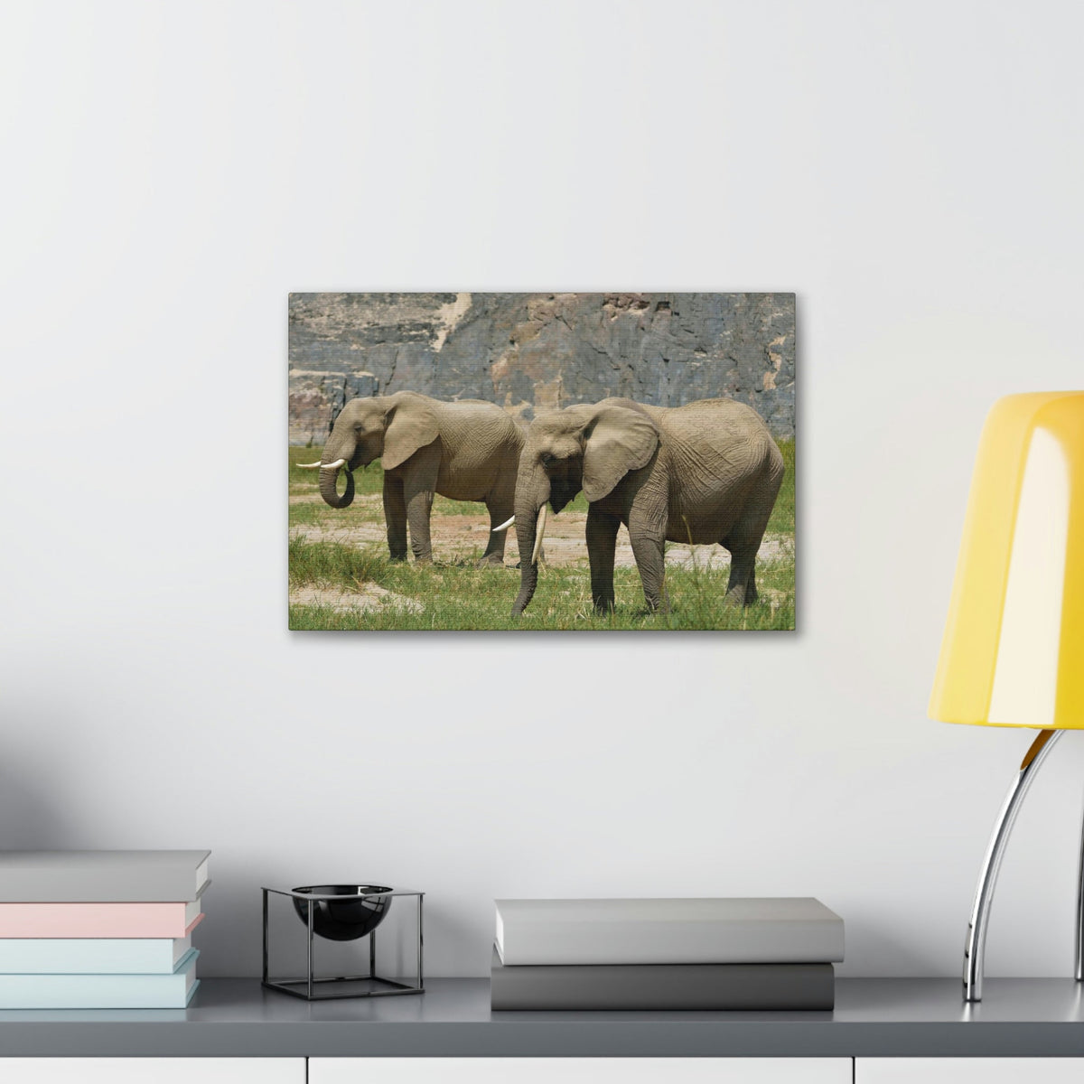 Scripture Walls African Elephant Couple African Elephant Troop Print Animal Wall Art Wildlife Canvas Prints Wall Art Ready to Hang Unframed-Express Your Love Gifts