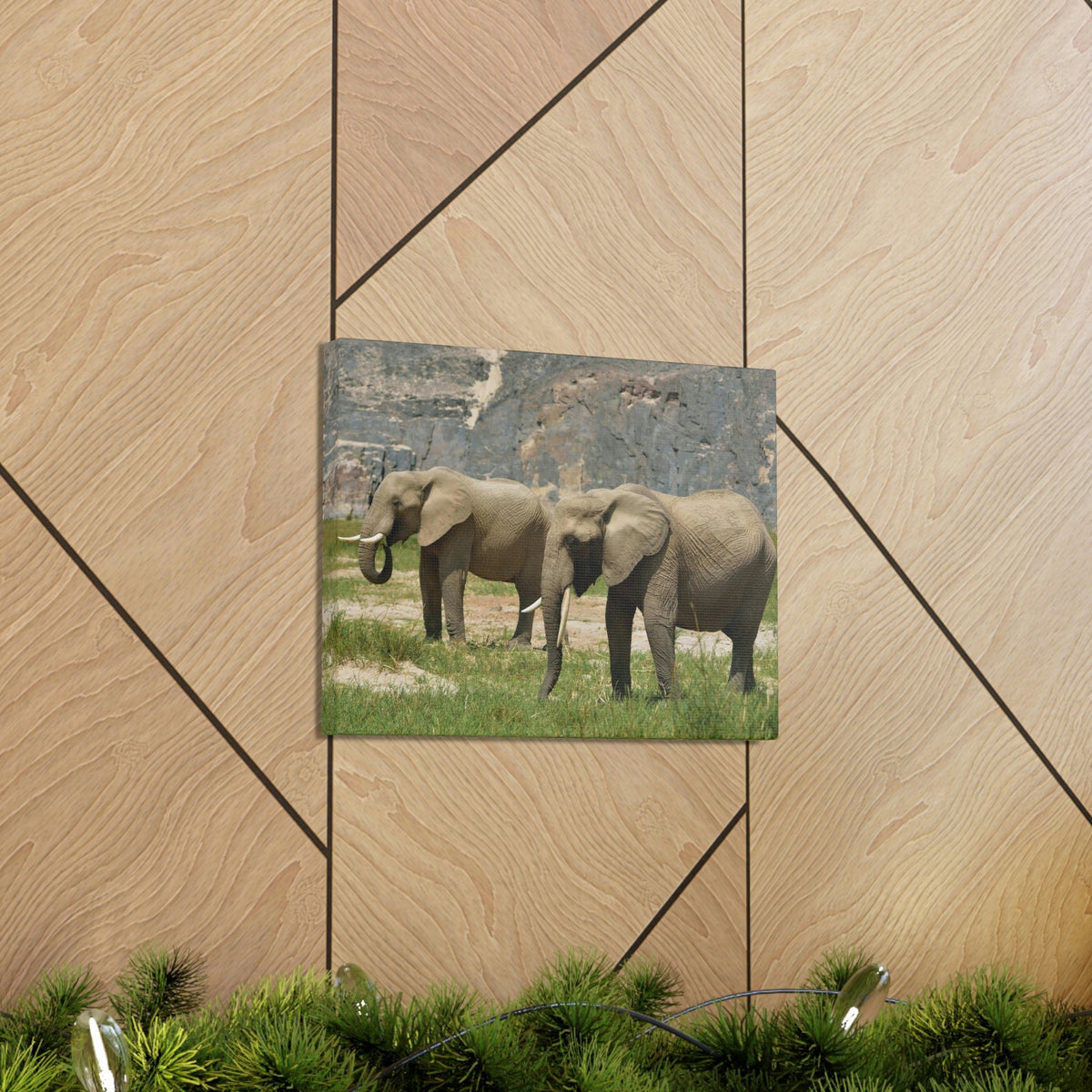 Scripture Walls African Elephant Couple African Elephant Troop Print Animal Wall Art Wildlife Canvas Prints Wall Art Ready to Hang Unframed-Express Your Love Gifts