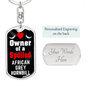 African Grey Hornbill Bird Keychain Stainless Steel or 18k Gold Dog Tag Keyring-Express Your Love Gifts