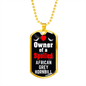 African Grey Hornbill Bird Necklace Stainless Steel or 18k Gold Dog Tag 24" Chain-Express Your Love Gifts