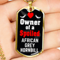 African Grey Hornbill Bird Necklace Stainless Steel or 18k Gold Dog Tag 24" Chain-Express Your Love Gifts