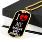 African Grey Hornbill Necklace Stainless Steel or 18k Gold Dog Tag 24" Chain-Express Your Love Gifts