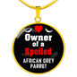 African Grey Parrot Bird Owner Necklace Circle Pendant Stainless Steel or 18k Gold 18-22"-Express Your Love Gifts