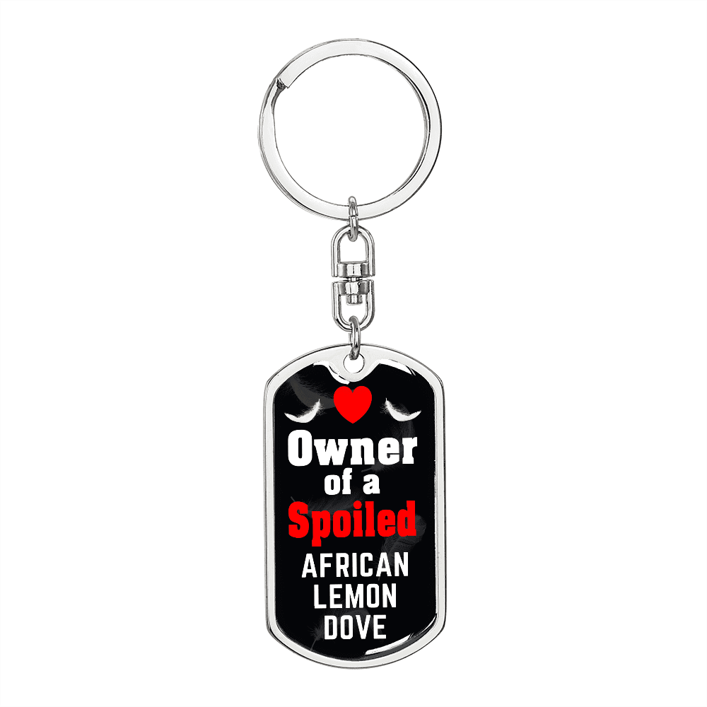 African Lemon Dove Bird Keychain Stainless Steel or 18k Gold Dog Tag Keyring-Express Your Love Gifts