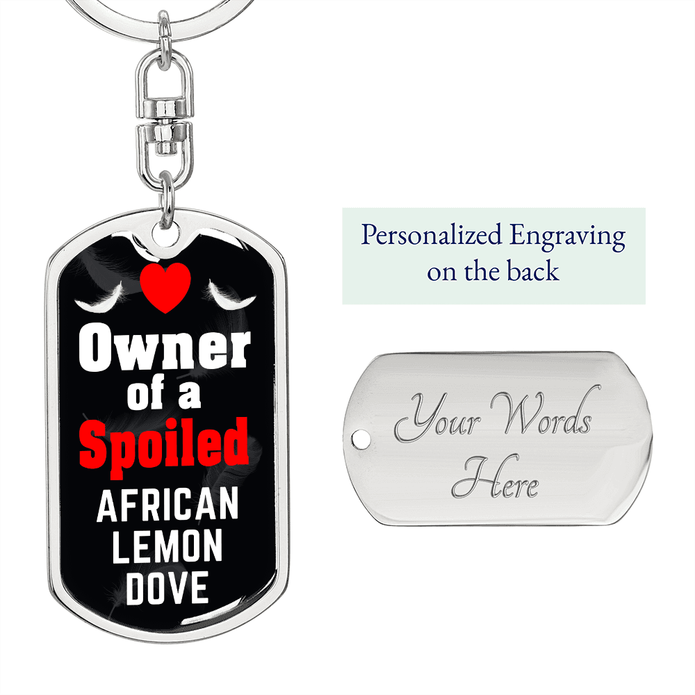African Lemon Dove Bird Keychain Stainless Steel or 18k Gold Dog Tag Keyring-Express Your Love Gifts