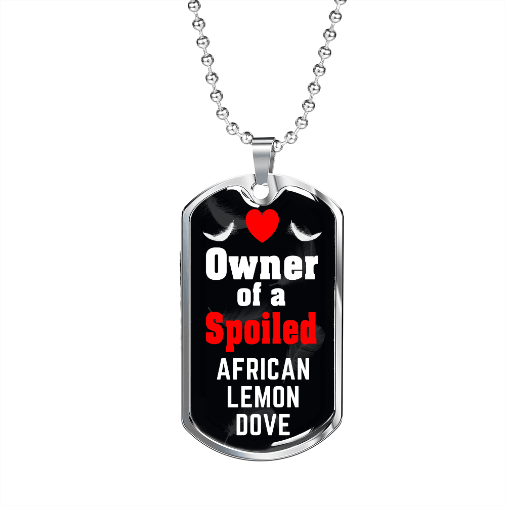 African Lemon Dove Bird Necklace Stainless Steel or 18k Gold Dog Tag 24" Chain-Express Your Love Gifts