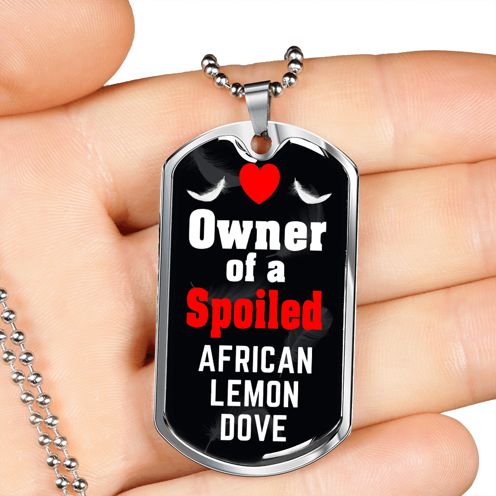 African Lemon Dove Bird Necklace Stainless Steel or 18k Gold Dog Tag 24" Chain-Express Your Love Gifts