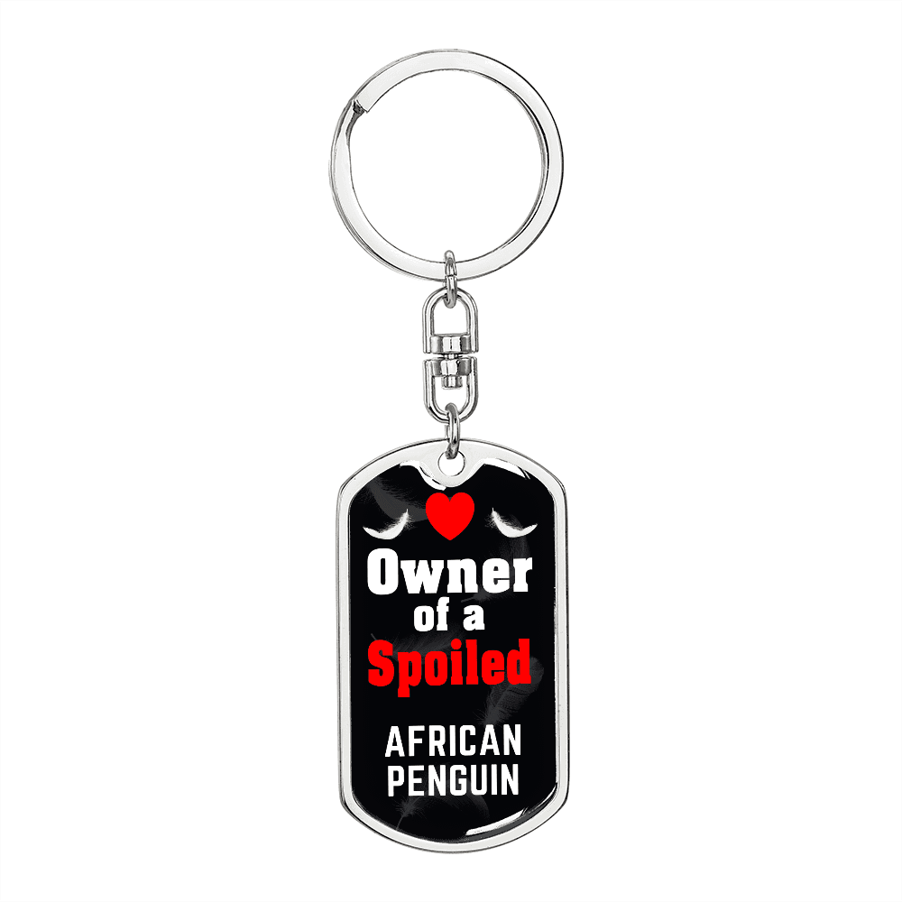 African Penguin Bird Keychain Stainless Steel or 18k Gold Dog Tag Keyring-Express Your Love Gifts