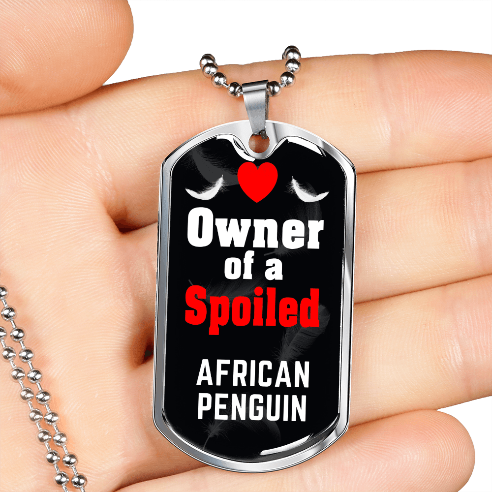 African Penguin Bird Necklace Stainless Steel or 18k Gold Dog Tag 24" Chain-Express Your Love Gifts