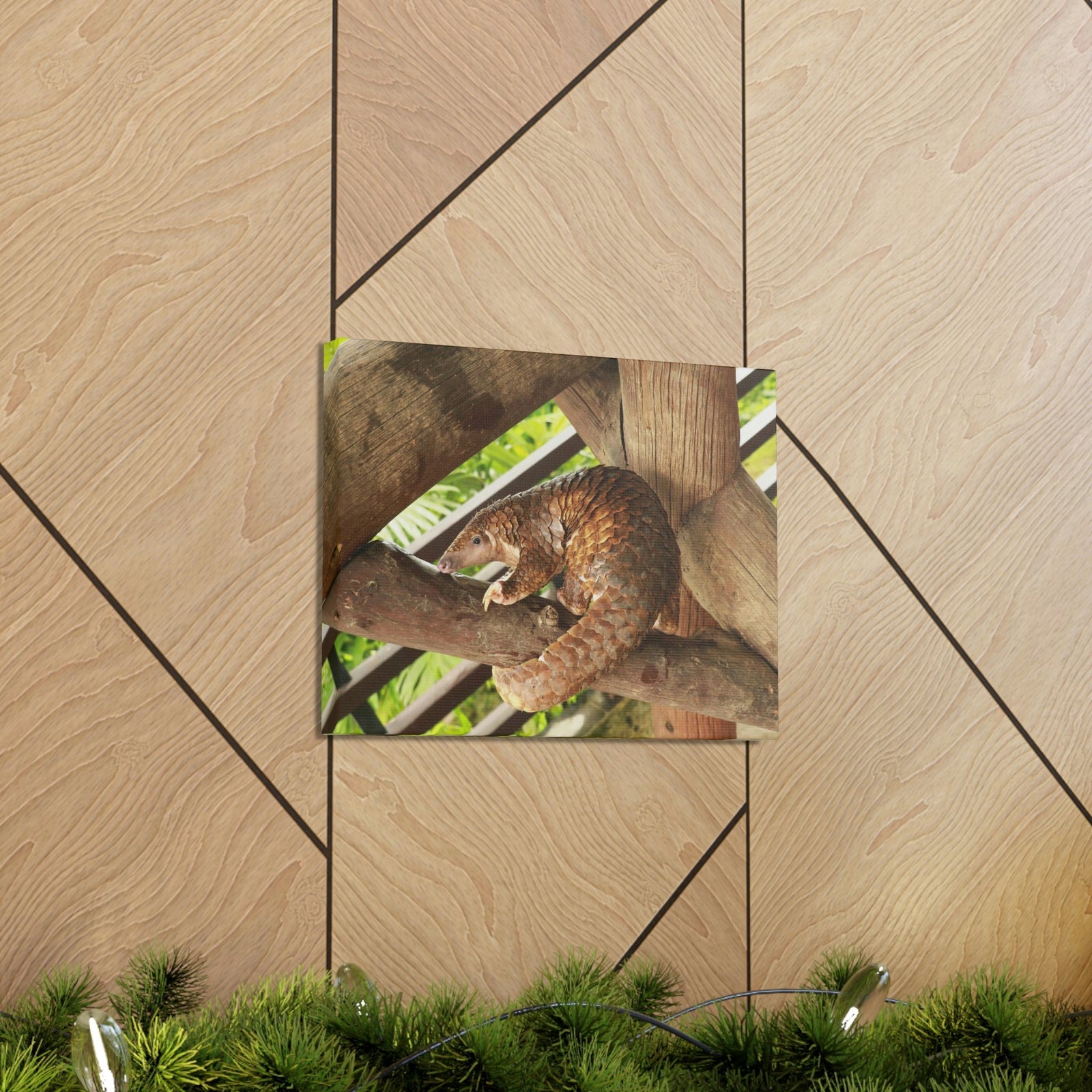 African Tree Pangolin Hanging On The Tree Staring African Tree Pangolin Outdoor Wall Art Ready To Hang Unframed-Express Your Love Gifts