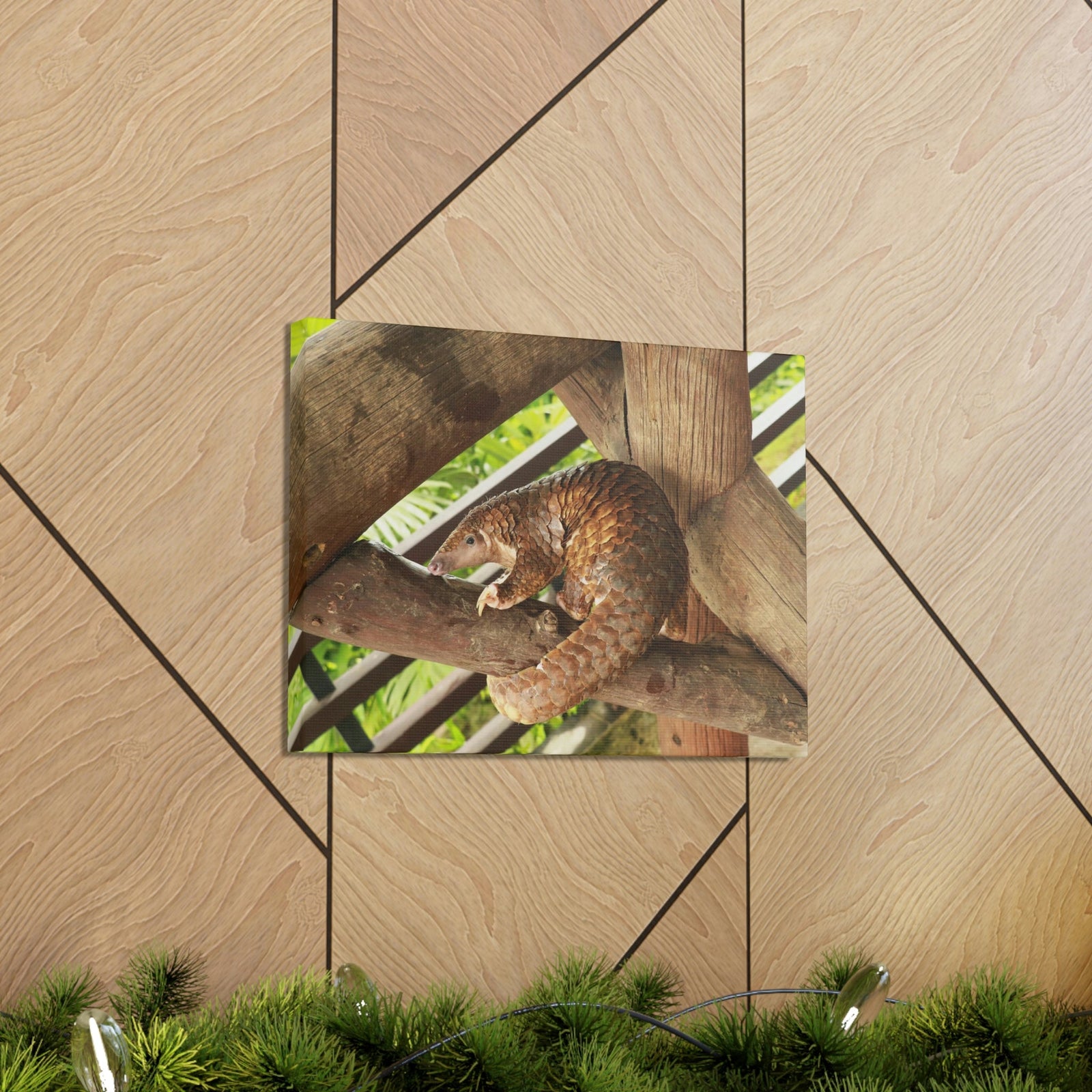 African Tree Pangolin Hanging On The Tree Staring African Tree Pangolin Outdoor Wall Art Ready To Hang Unframed-Express Your Love Gifts