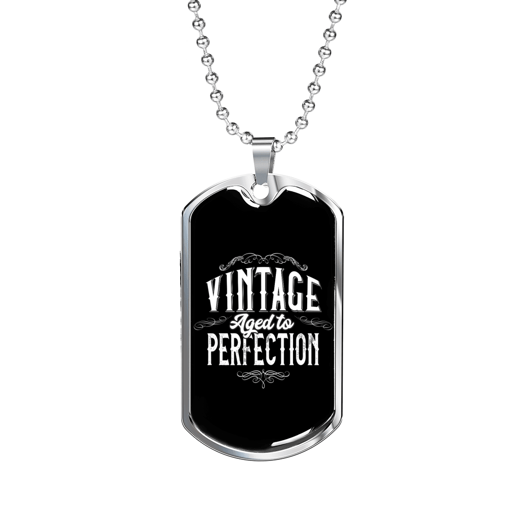 Aged To Perfection Dad Stainless Steel or 18k Gold Dog Tag 24" Chain-Express Your Love Gifts