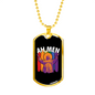 Ah Men Necklace Stainless Steel or 18k Gold Dog Tag 24" Chain-Express Your Love Gifts