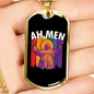 Ah Men Necklace Stainless Steel or 18k Gold Dog Tag 24" Chain-Express Your Love Gifts