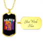 Ah Men Necklace Stainless Steel or 18k Gold Dog Tag 24" Chain-Express Your Love Gifts