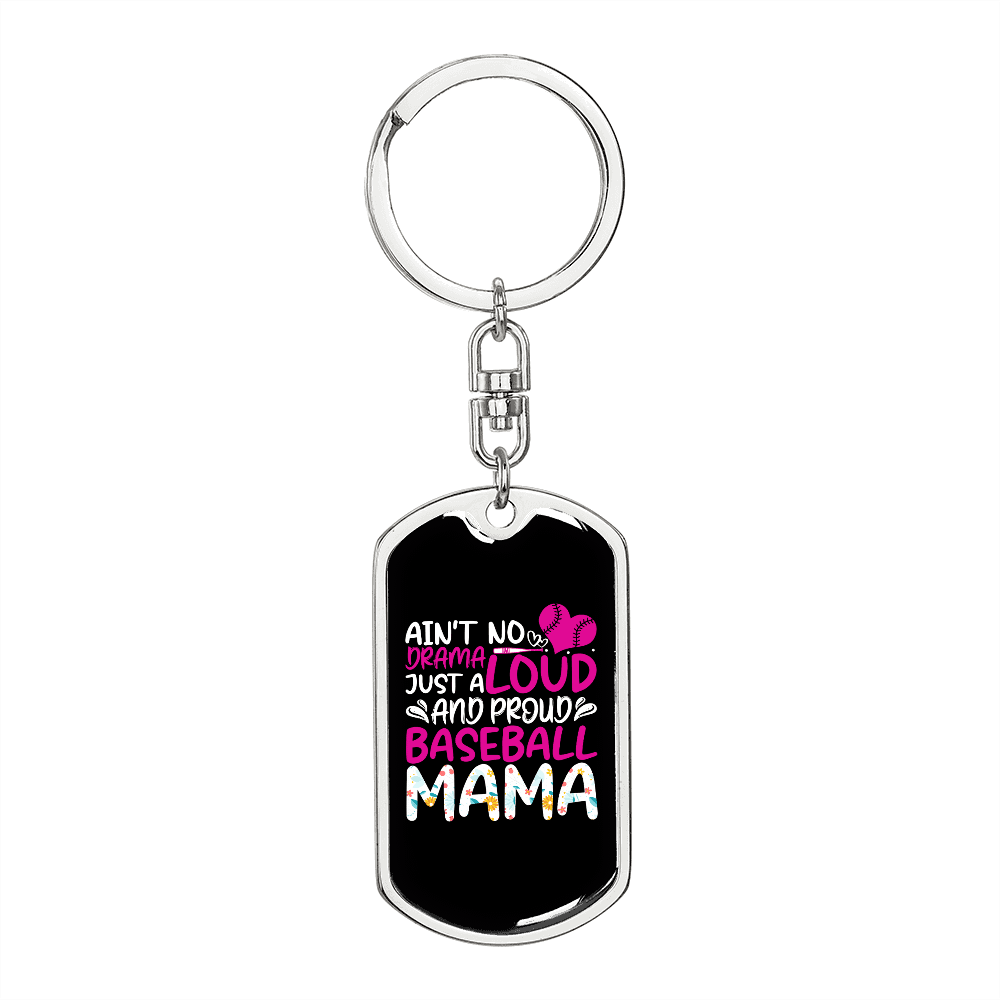 Ain't No Loud Mom Keychain Stainless Steel or 18k Gold Dog Tag Keyring-Express Your Love Gifts