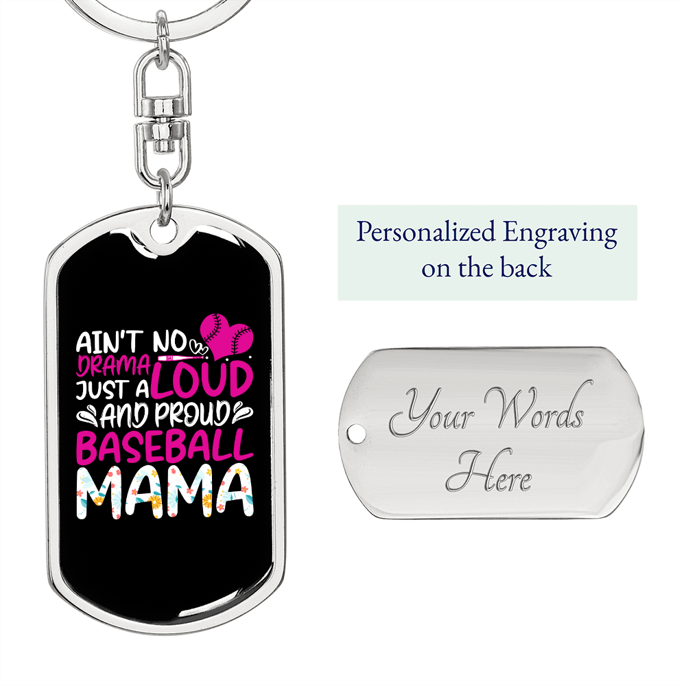 Ain't No Loud Mom Keychain Stainless Steel or 18k Gold Dog Tag Keyring-Express Your Love Gifts