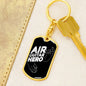 Air Guitar Hero Keychain Dog Tag Stainless Steel or 18k Gold-Express Your Love Gifts
