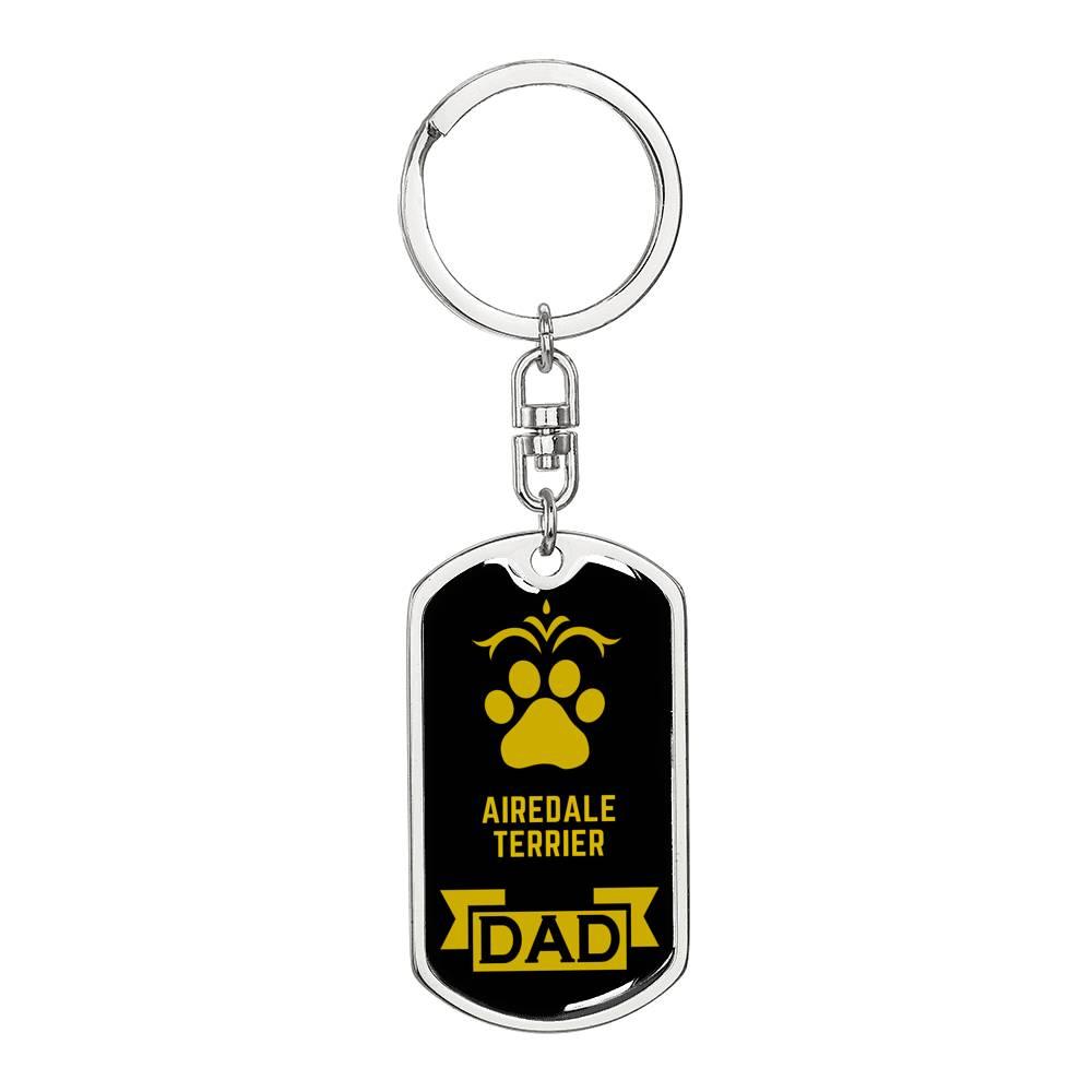 Airedale Terrier Dad Dog Tag Pendant Keychain Stainless Steel or 18k Gold-Express Your Love Gifts