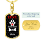 Akita Keychain Stainless Steel or 18k Gold Dog Tag Keyring-Express Your Love Gifts
