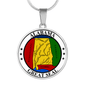 Alabama State Seal Necklace Circle Pendant Stainless Steel or 18k Gold 18-22"-Express Your Love Gifts
