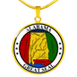 Alabama State Seal Necklace Circle Pendant Stainless Steel or 18k Gold 18-22"-Express Your Love Gifts