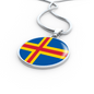 Aland Island Flag Necklace Circle Pendant Stainless Steel or 18k Gold 18-22"-Express Your Love Gifts